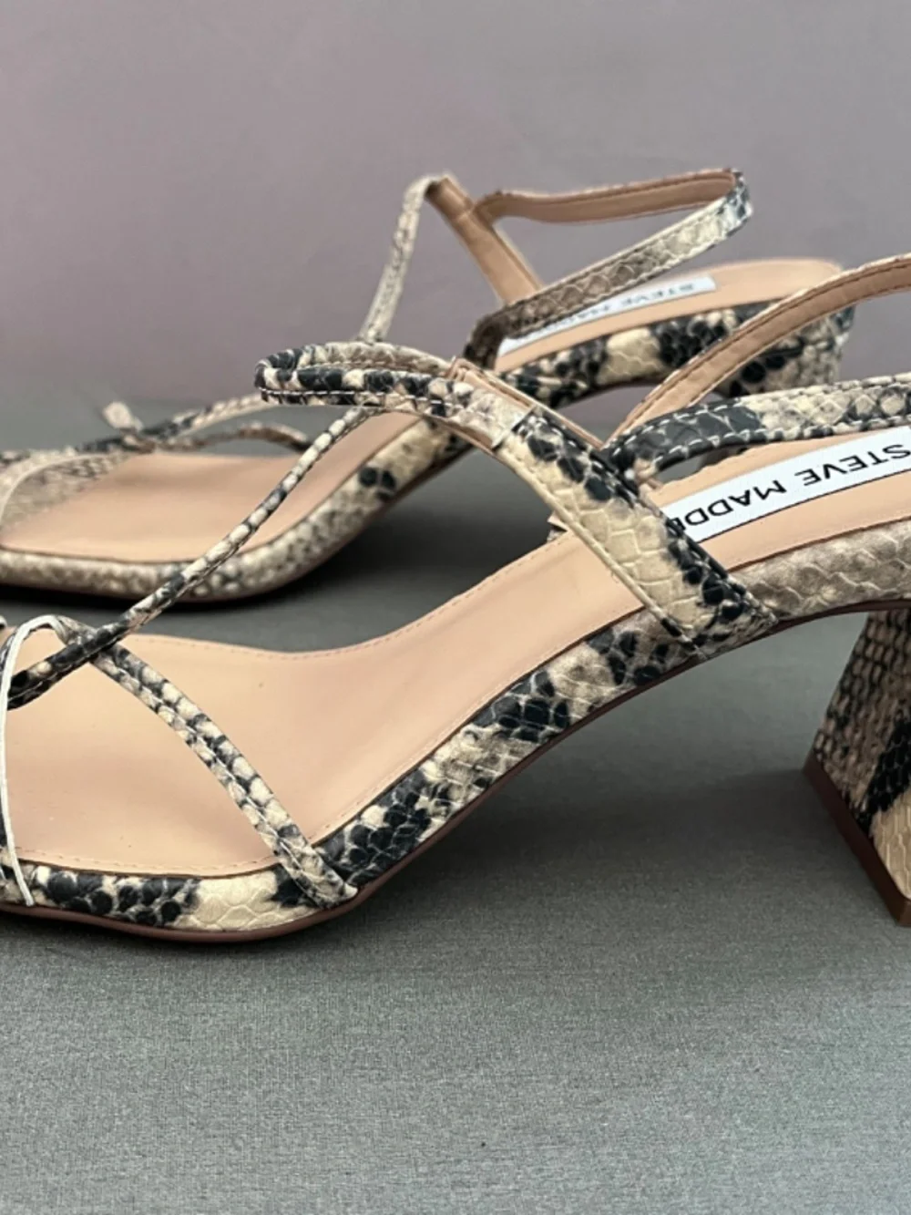 Steve Madden Women's Valora Strappy Sandals Snakeskin Print Size 9